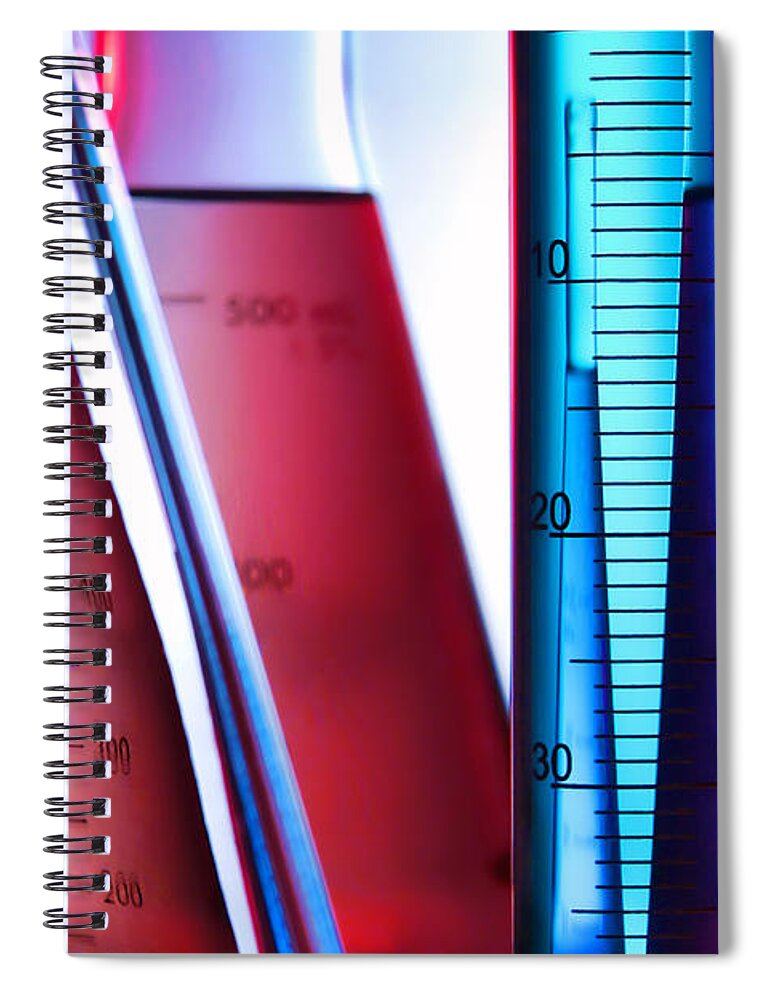 Flask Spiral Notebook featuring the photograph Laboratory Equipment in Science Research Lab #13 by Science Research Lab