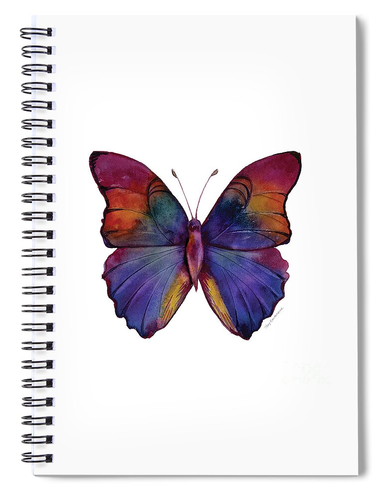 Red Spiral Notebook featuring the painting 13 Narcissus Butterfly by Amy Kirkpatrick