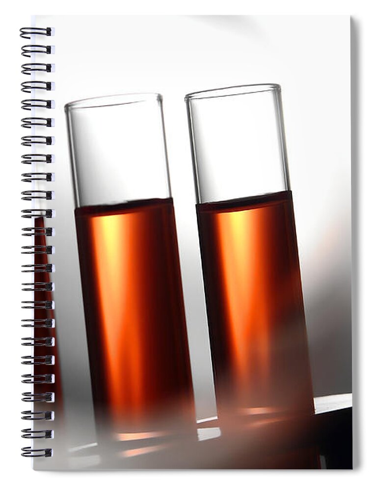 Test Spiral Notebook featuring the photograph Laboratory Test Tubes in Science Research Lab #15 by Science Research Lab