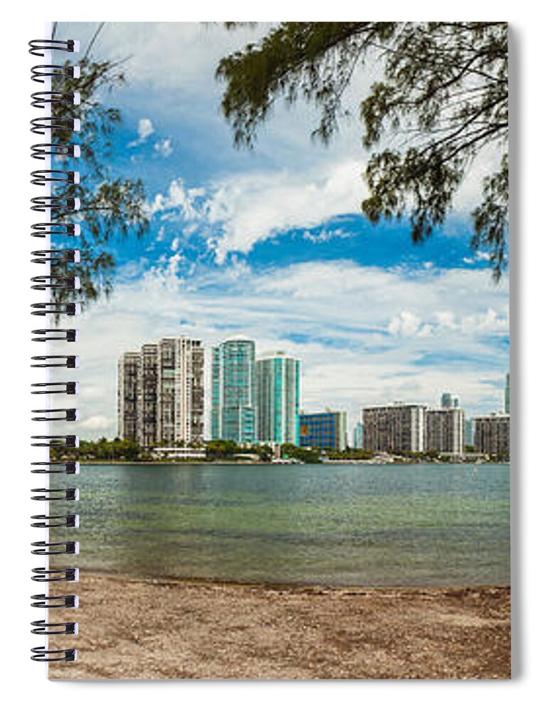 Architecture Spiral Notebook featuring the photograph Miami Skyline by Raul Rodriguez