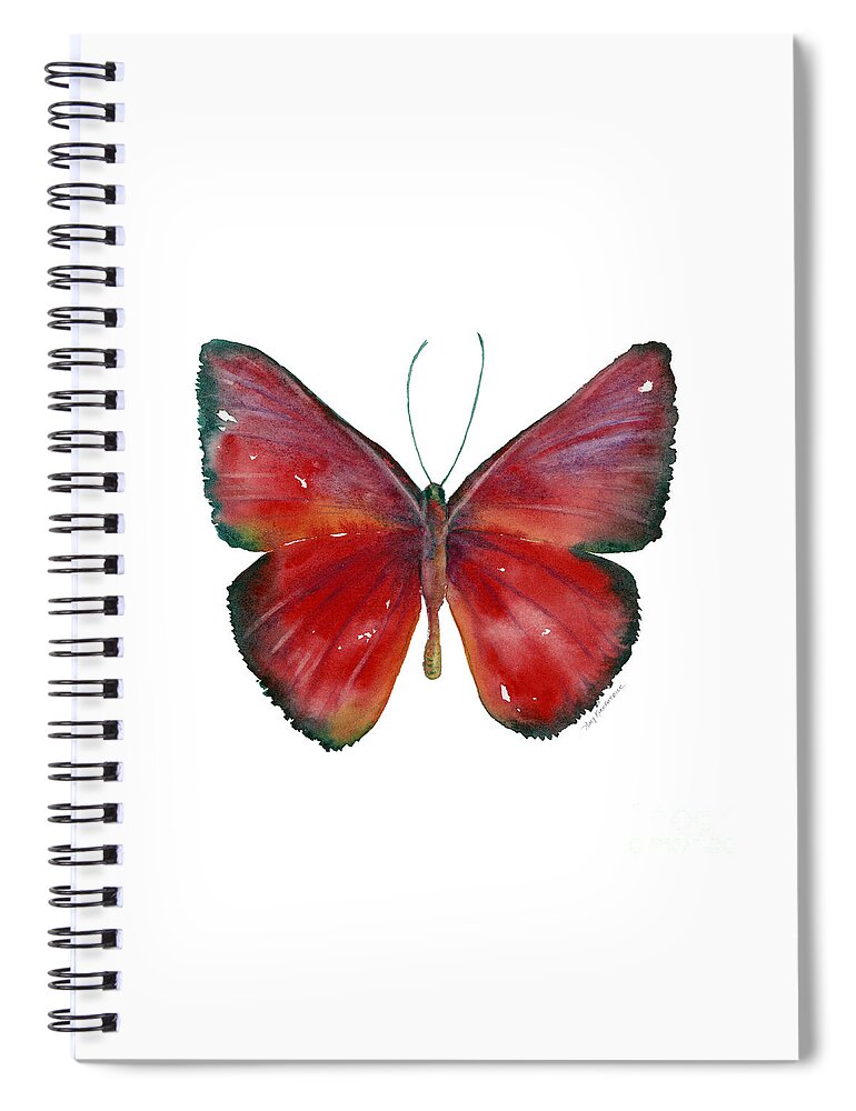 Red Spiral Notebook featuring the painting 16 Mesene Rubella Butterfly by Amy Kirkpatrick