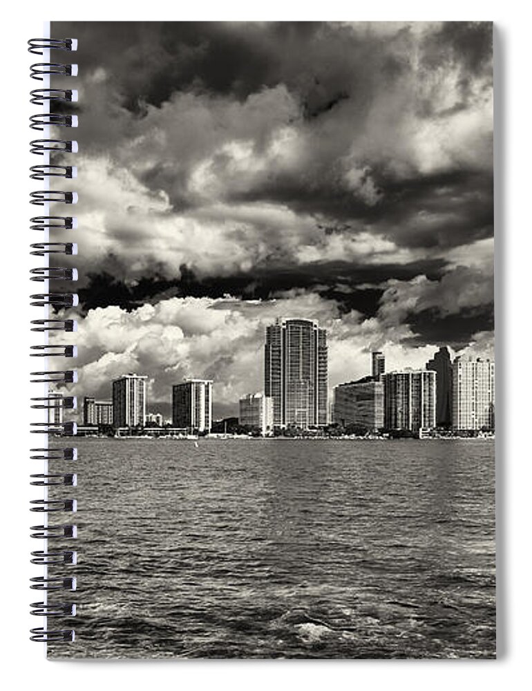 Architecture Spiral Notebook featuring the photograph Miami Skyline #16 by Raul Rodriguez