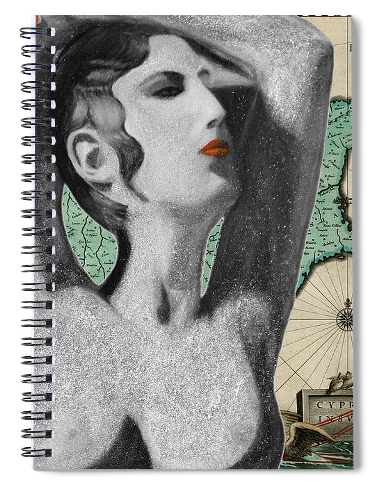 Augusta Stylianou Spiral Notebook featuring the digital art Ancient Cyprus Map and Aphrodite #20 by Augusta Stylianou