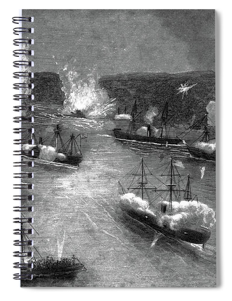 Horizontal Spiral Notebook featuring the painting 1800s 1860s April 24 1862 Naval Battle by Vintage Images