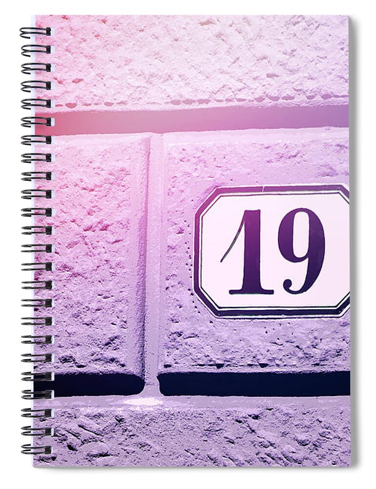 Nineteen Spiral Notebook featuring the photograph 19 on Lavender Wall by Valerie Reeves