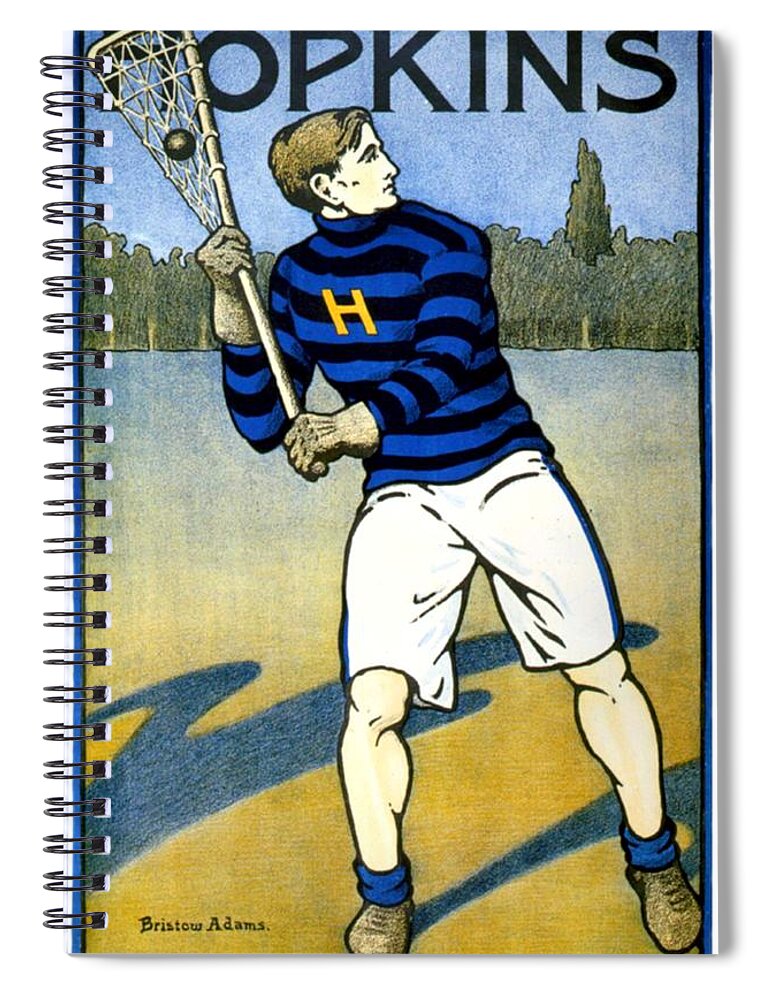 1901 Spiral Notebook featuring the digital art 1905 - Johns Hopkins University Lacrosse Poster - Color by John Madison