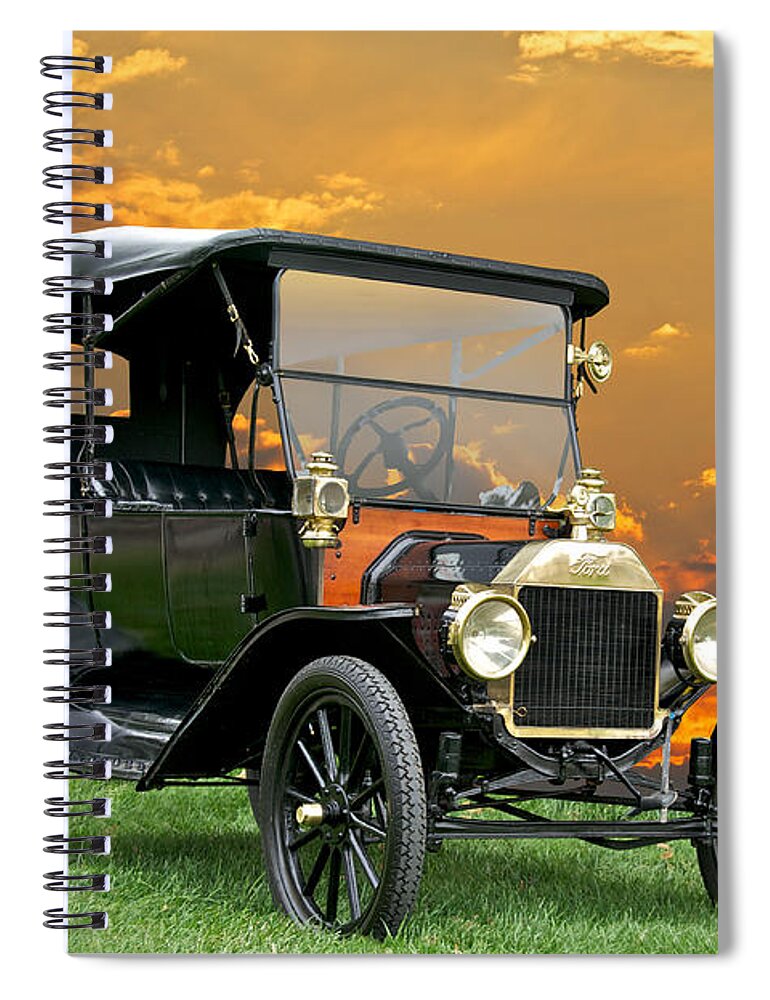American Spiral Notebook featuring the photograph 1914 Ford Model T Touring Car by Dave Koontz