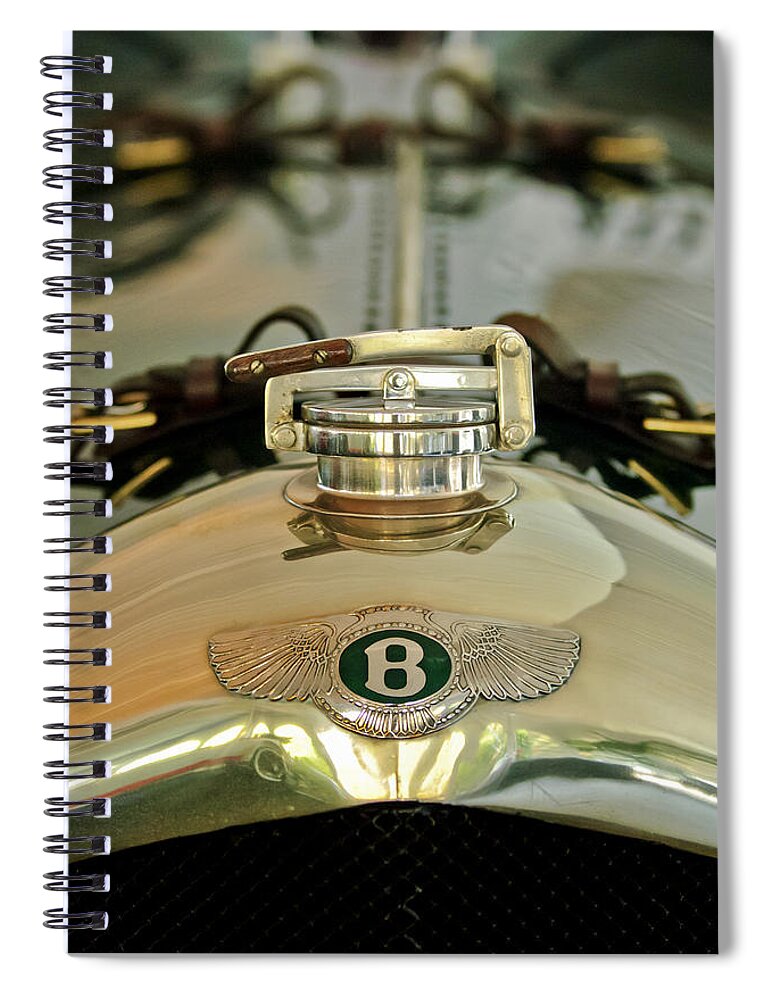 1925 Bentley 3-liter 100mph Supersports Brooklands Two-seater Spiral Notebook featuring the photograph 1925 Bentley 3-Liter 100mph Supersports Brooklands Two-Seater Radiator Cap by Jill Reger