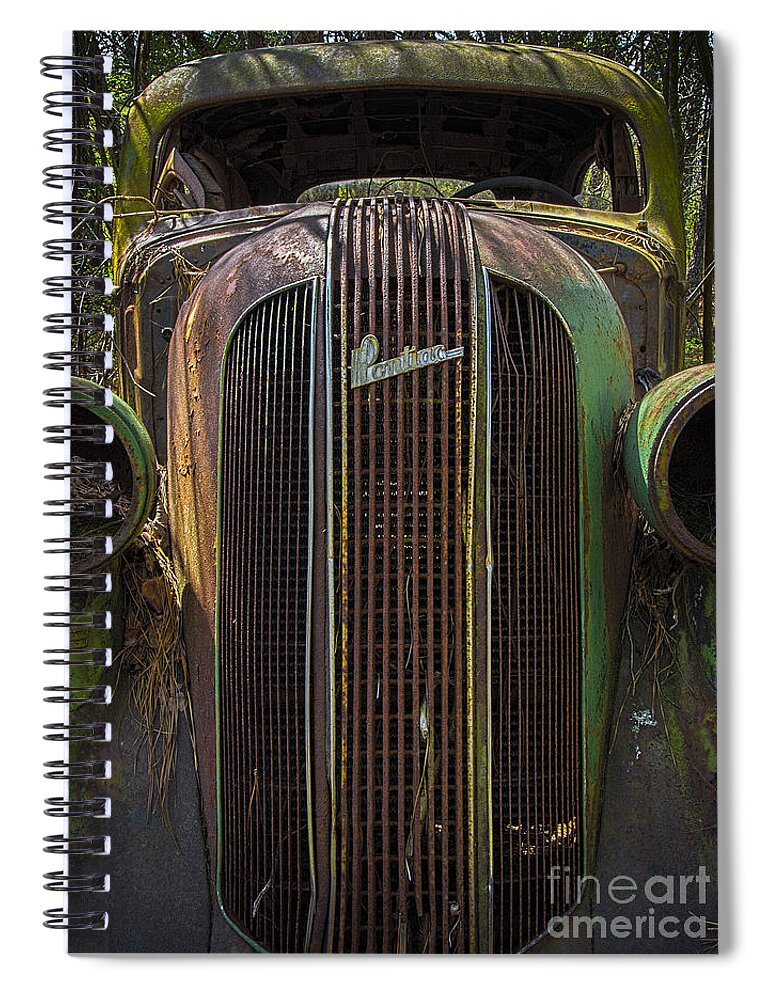 Art Spiral Notebook featuring the photograph 1936 Pontiac Head On by Ken Johnson