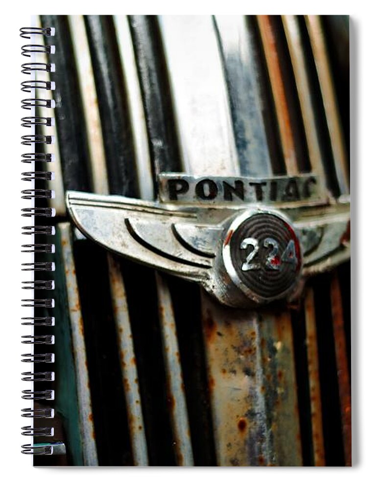 Classic Spiral Notebook featuring the photograph 1937 Pontiac 224 Grill Emblem by Trever Miller