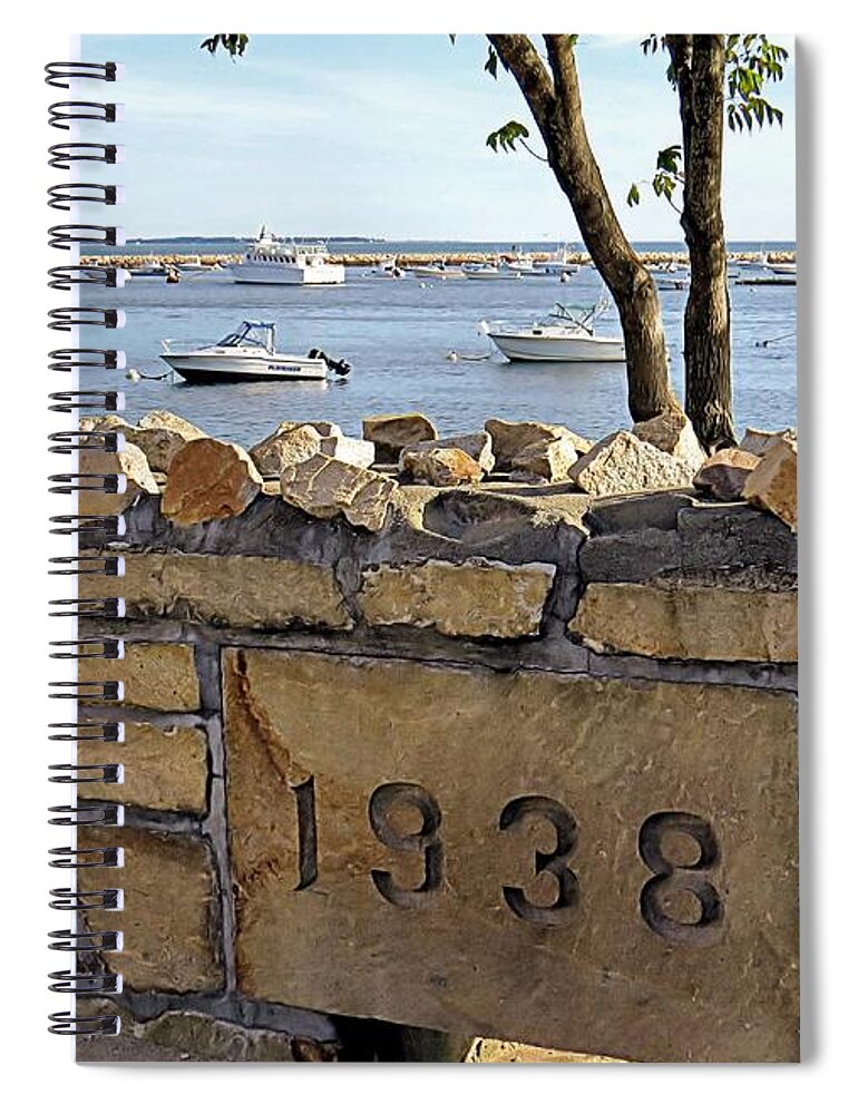 1938 Seawall Spiral Notebook featuring the photograph 1938 by Janice Drew