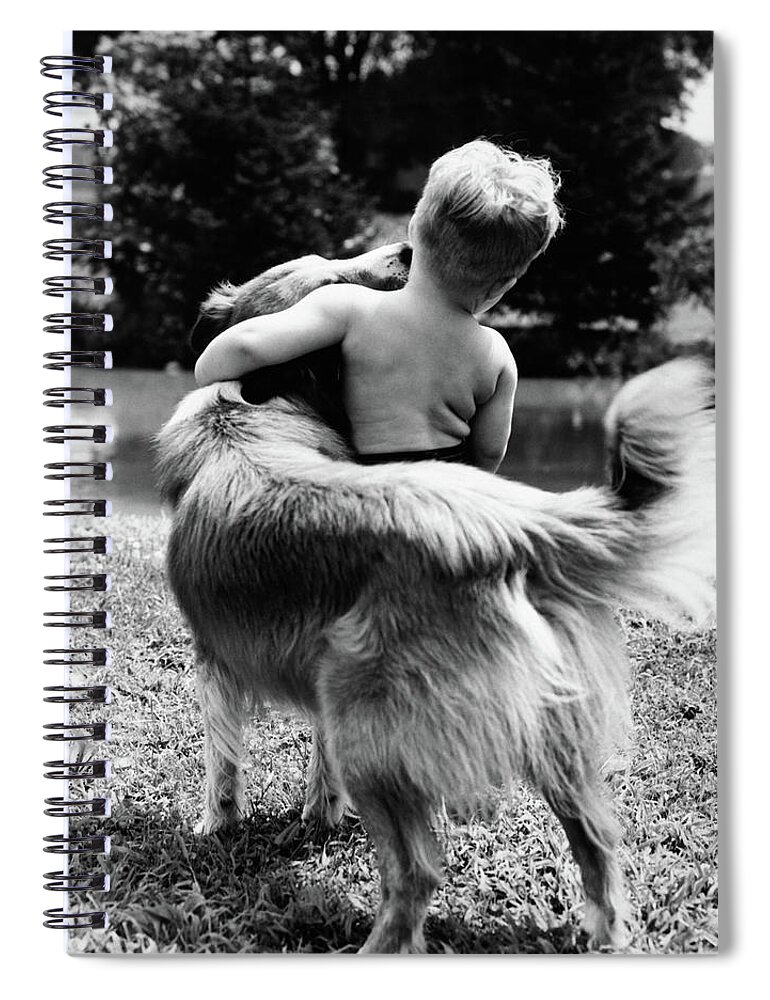 Photography Spiral Notebook featuring the photograph 1940s 1950s 1960s Back View Of Boy by Vintage Images