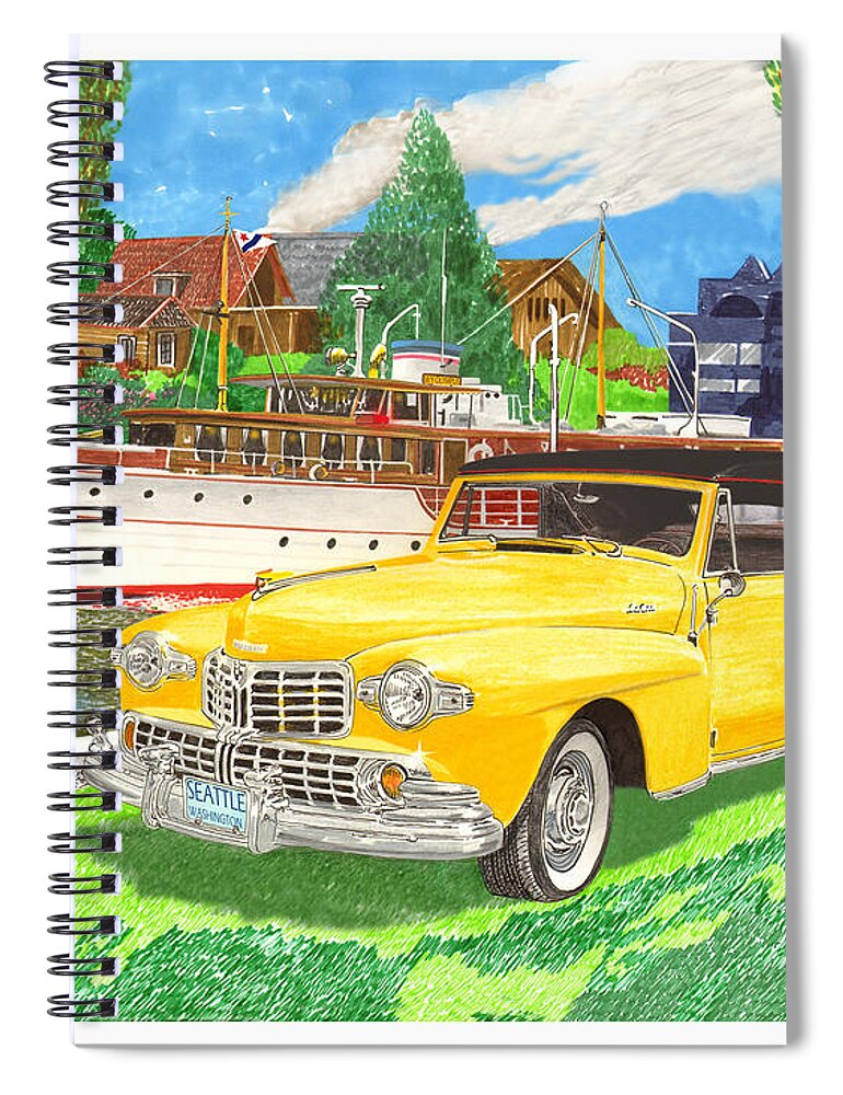 Yacht Olympus Portrait Spiral Notebook featuring the painting 1946 Lincoln Continental by Jack Pumphrey