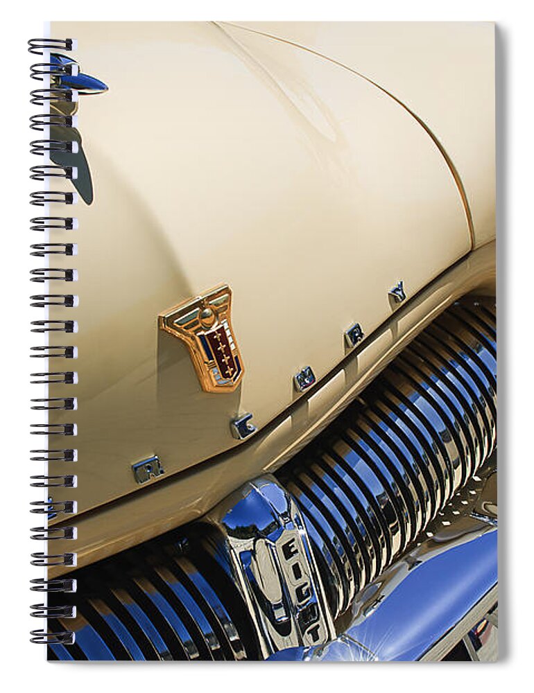 1949 Mercury Station Woodie Wagon Grille Emblem - Hood Ornament Spiral Notebook featuring the photograph 1949 Mercury Station Woodie Wagon Grille Emblem - Hood Ornament by Jill Reger