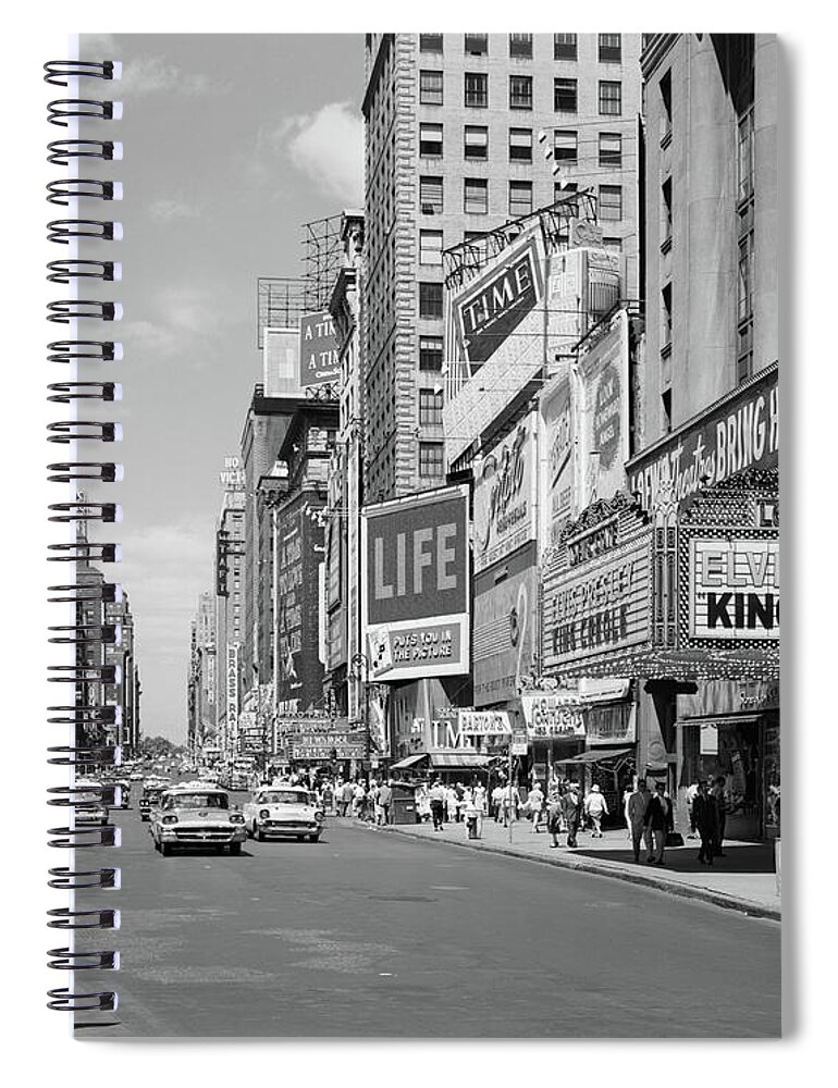 Photography Spiral Notebook featuring the photograph 1950s Times Square View North Up 7th by Vintage Images