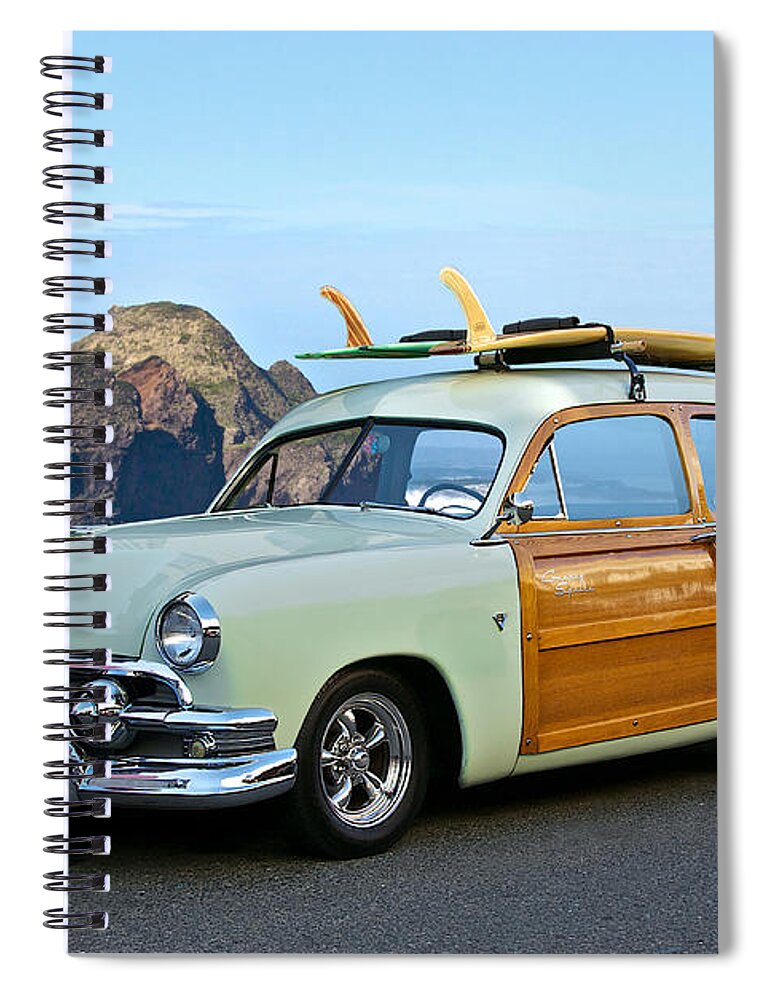 Auto Spiral Notebook featuring the photograph 1951 Ford 'Woody' Wagon by Dave Koontz