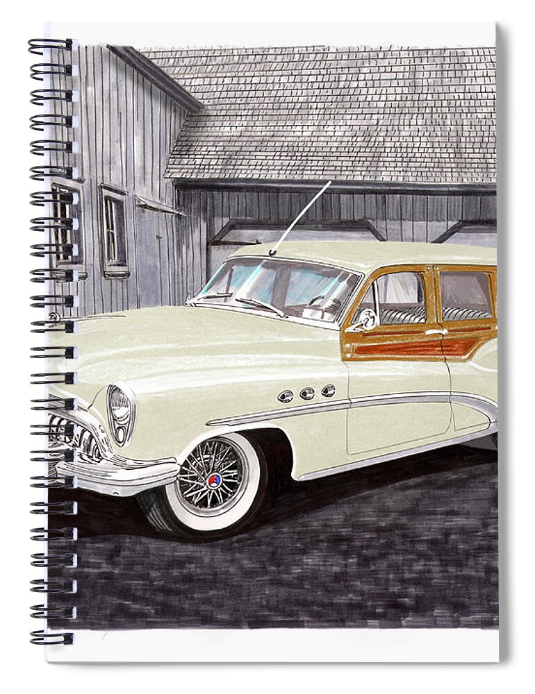 1953 Buick Woody Wagon Spiral Notebook featuring the painting 1953 Buick Estate Wagon Woody by Jack Pumphrey