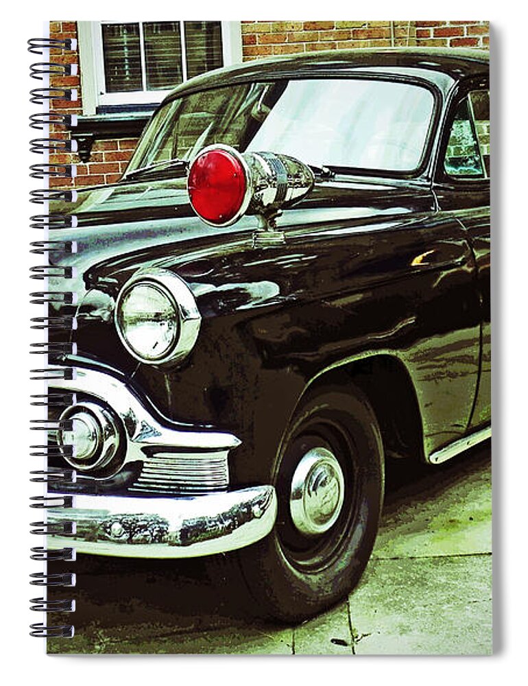 1953 Spiral Notebook featuring the photograph 1953 Police Car by Patricia Greer