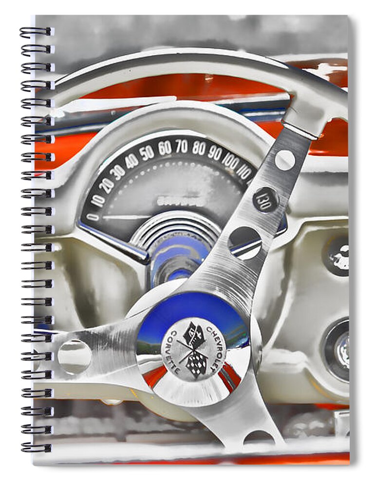 Chevy Spiral Notebook featuring the photograph 1956 Chevy Corvette Dash Wowc by Kevin Anderson