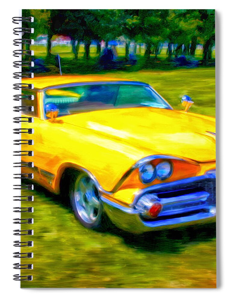 Hot Rod Spiral Notebook featuring the painting 1959 Dodge by Michael Pickett