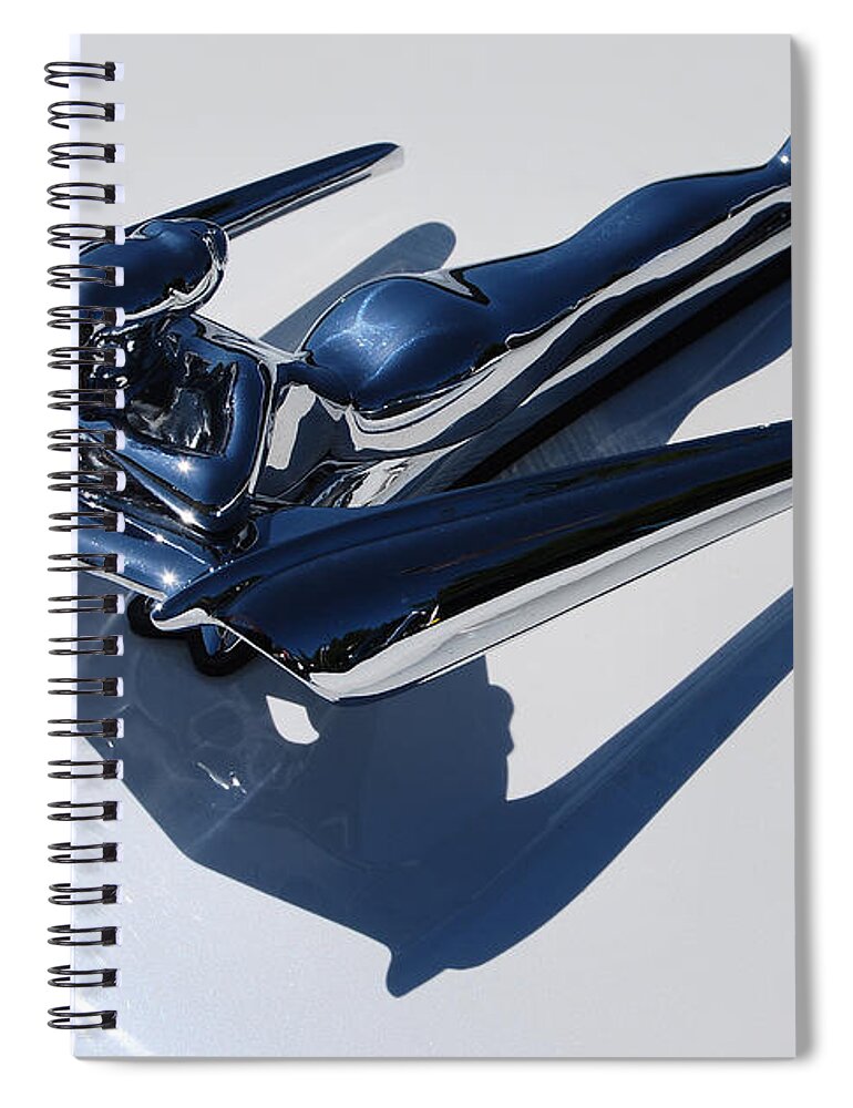 Hood Ornament Spiral Notebook featuring the photograph 1961 Nash Winged Goddess Metropolitan Coupe Hood Ornament by Jani Freimann