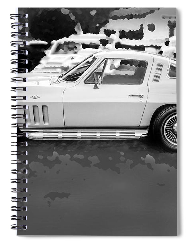 1965 Spiral Notebook featuring the photograph 1965 Chevrolet Corvette Sting Ray Coupe BW by Rich Franco