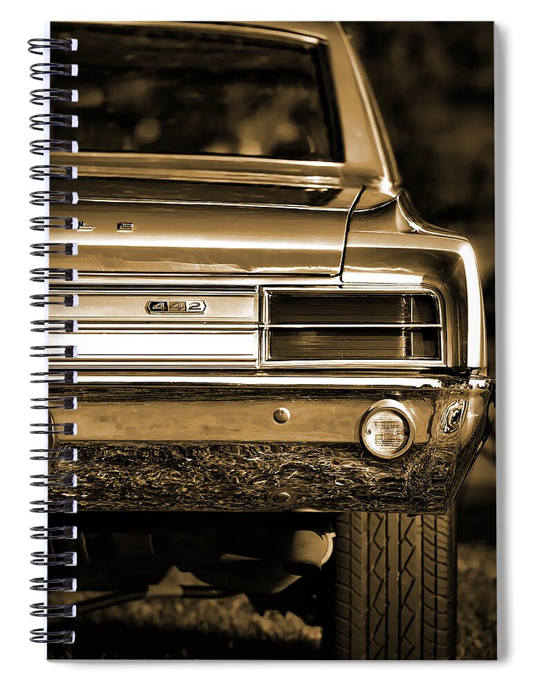 Red Spiral Notebook featuring the photograph 1965 Olds 442 by Gordon Dean II