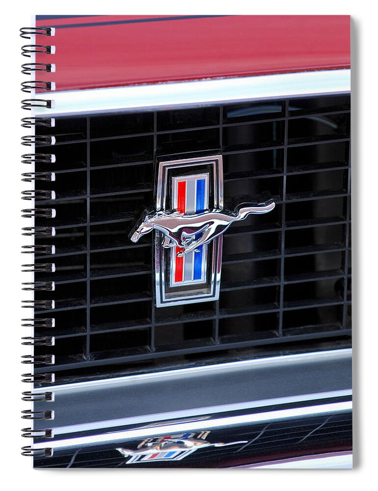 1969 Ford Mustang Mach 1 Spiral Notebook featuring the photograph 1969 Mustang Mach 1 Grille Emblem by Jill Reger
