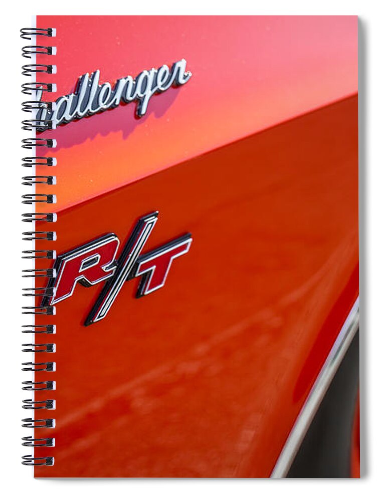 1970 Spiral Notebook featuring the photograph 1970 Dodge Challenger Emblem by Ron Pate