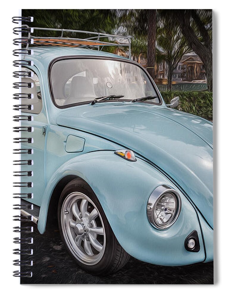 1974 Volkswagen Beetle Spiral Notebook featuring the photograph 1974 Volkswagen Beetle VW Bug by Rich Franco