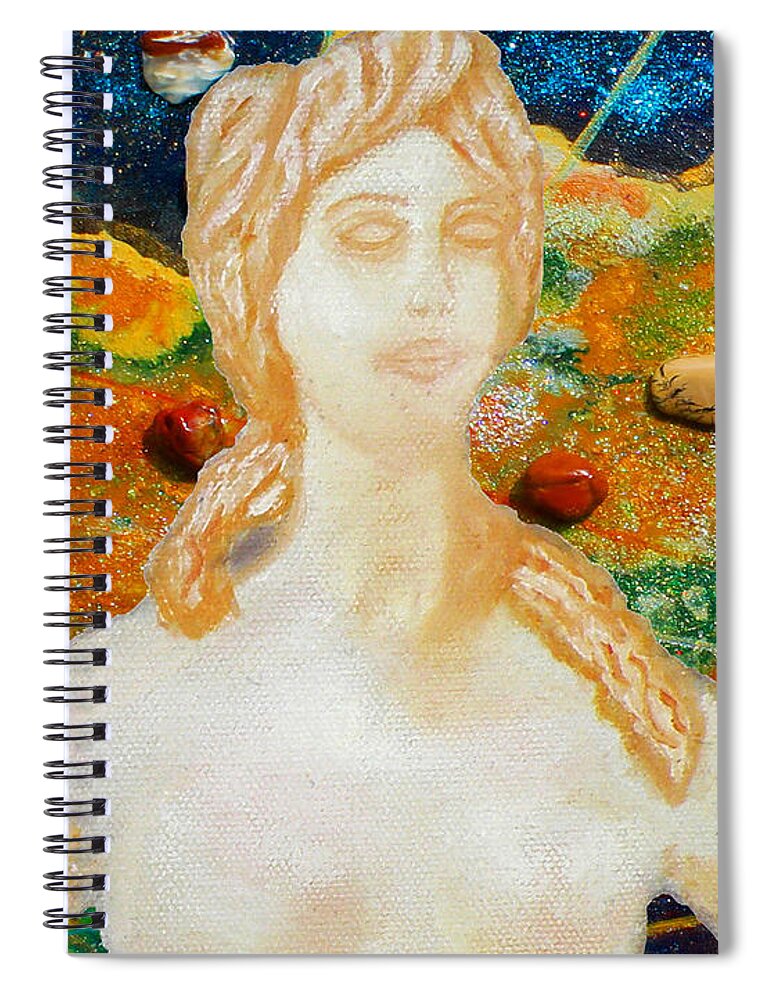 Augusta Stylianou Spiral Notebook featuring the digital art Cyprus Map and Aphrodite #4 by Augusta Stylianou
