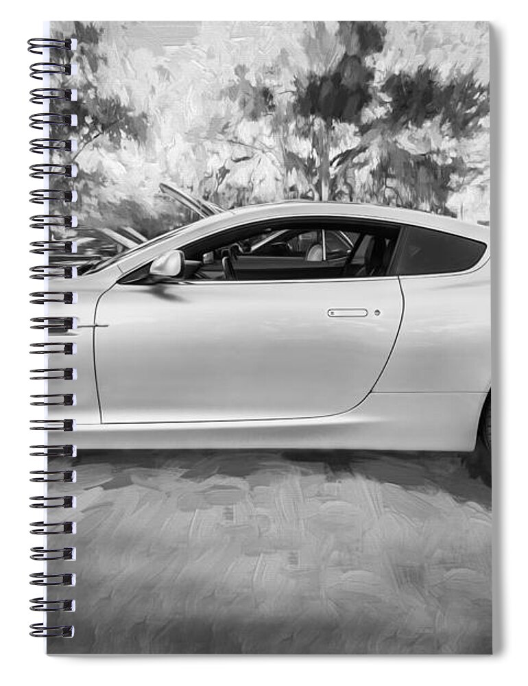 2007 Aston Martin Spiral Notebook featuring the photograph 2007 Aston Martin DB9 Coupe Painted BW by Rich Franco