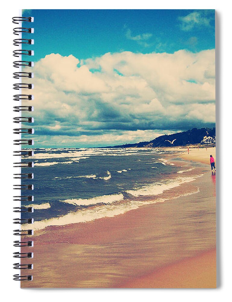 Vintage Photography Spiral Notebook featuring the photograph A Day At The Beach #2 by Phil Perkins