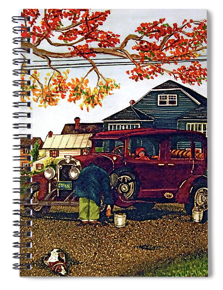  Cars Spiral Notebook featuring the painting A Helping Hand by Linda Simon