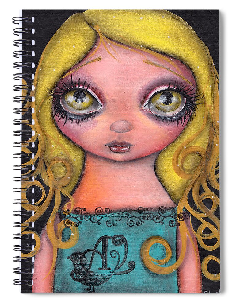 Alice In Wonderland Spiral Notebook featuring the painting Alicia #1 by Abril Andrade