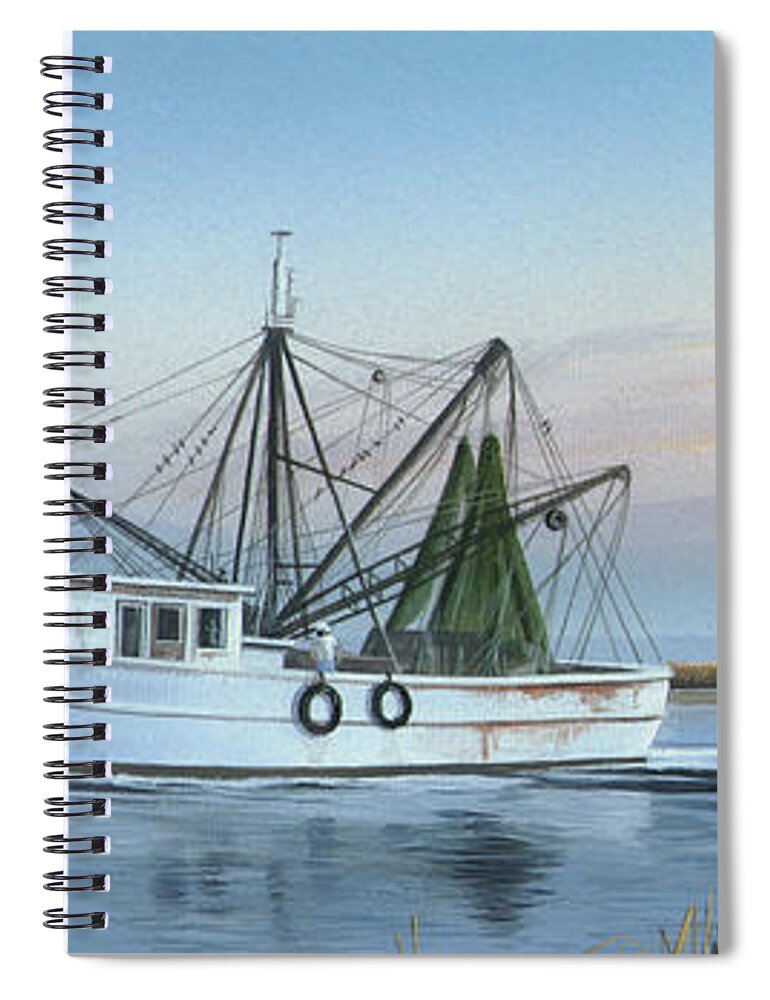 Shrimp Boat Spiral Notebook featuring the painting Almost There #2 by Mike Brown