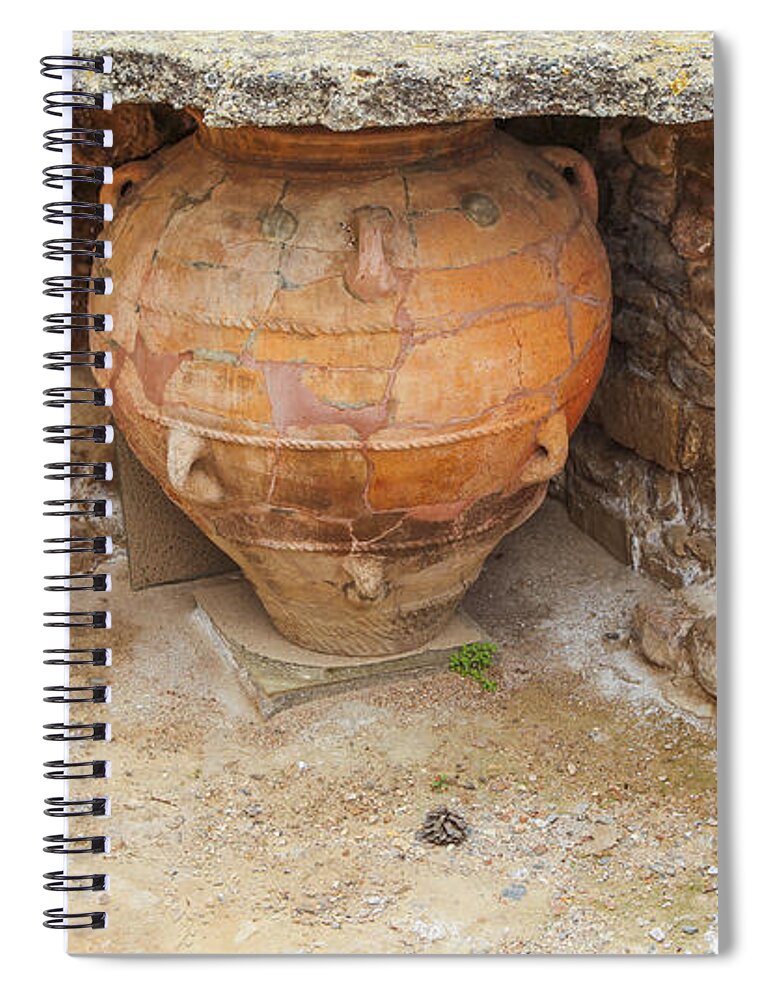 Agia Spiral Notebook featuring the photograph Ancient Minoan jars at Phaistios in Greece by Patricia Hofmeester