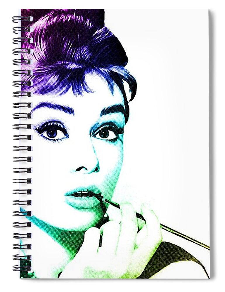 Audrey Hepburn Spiral Notebook featuring the digital art Audrey Hepburn #2 by Marianna Mills