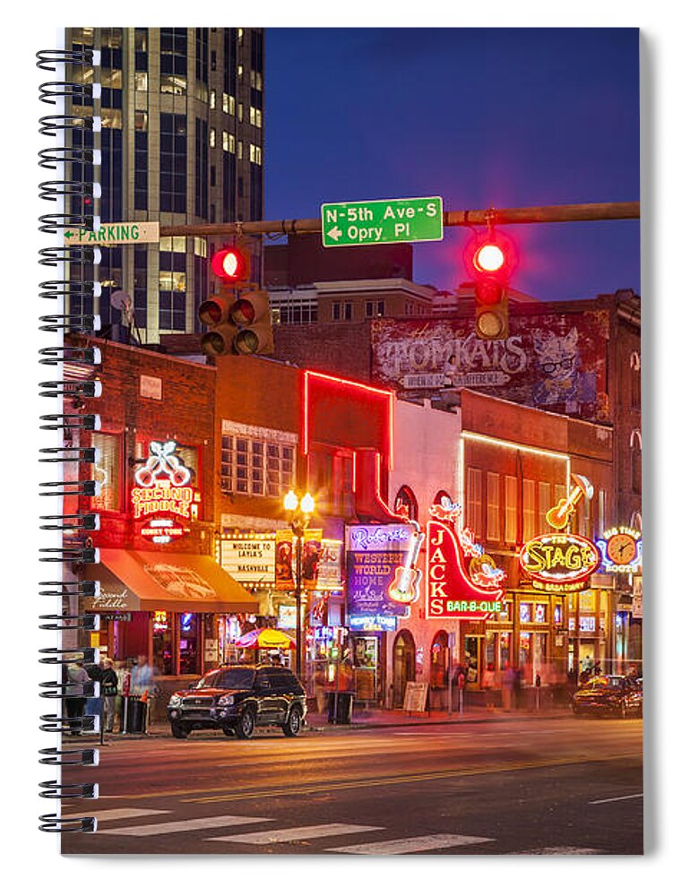 Nashville Spiral Notebook featuring the photograph Broadway Street Nashville Tennessee by Brian Jannsen