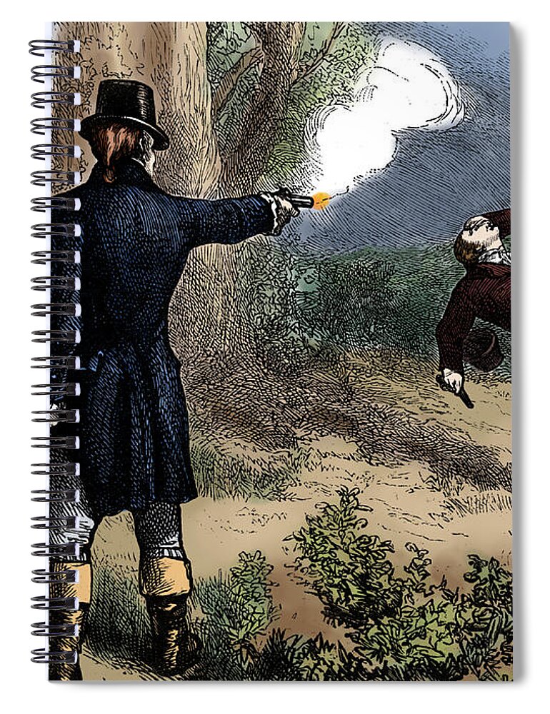 Government Spiral Notebook featuring the photograph Burr-hamilton Duel, 1804 by Science Source