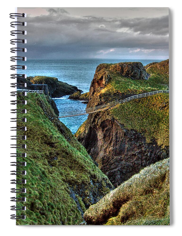 Ireland Spiral Notebook featuring the photograph Carrick-a-Rede Rope Bridge #2 by Nina Ficur Feenan