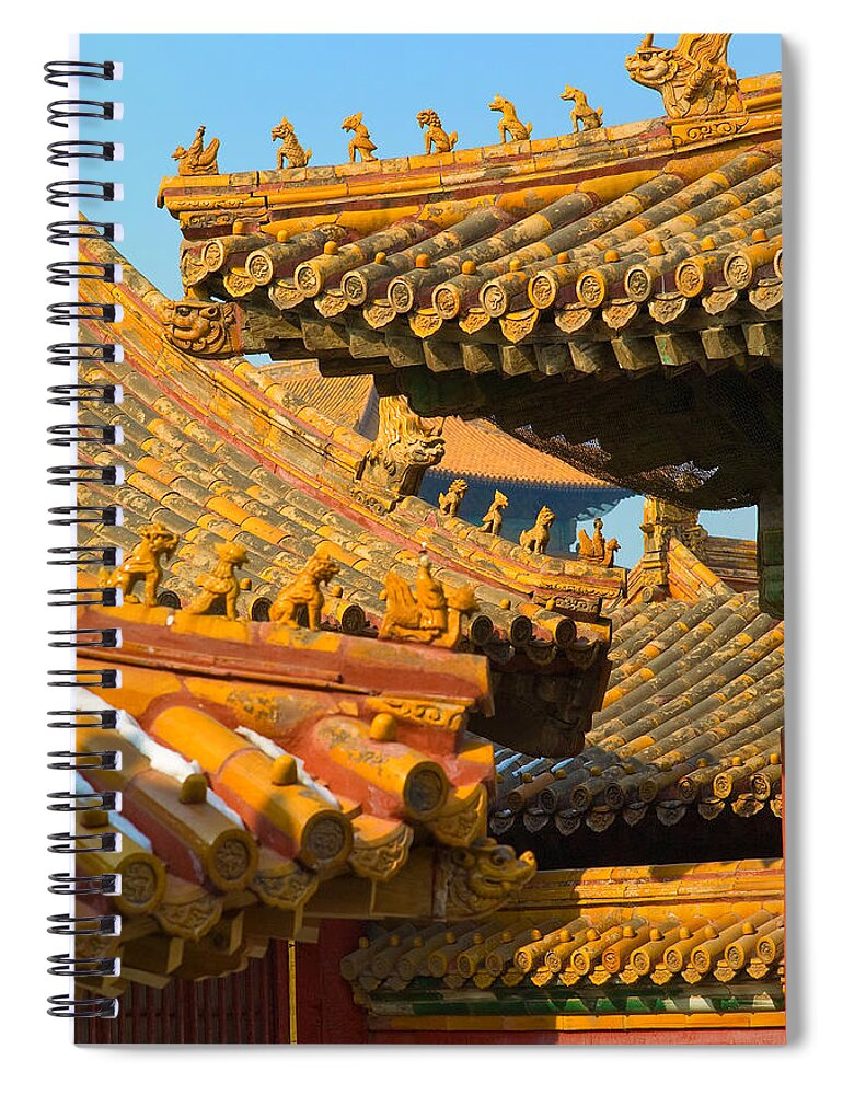 China Spiral Notebook featuring the photograph China Forbidden City Roof Decoration by Sebastian Musial