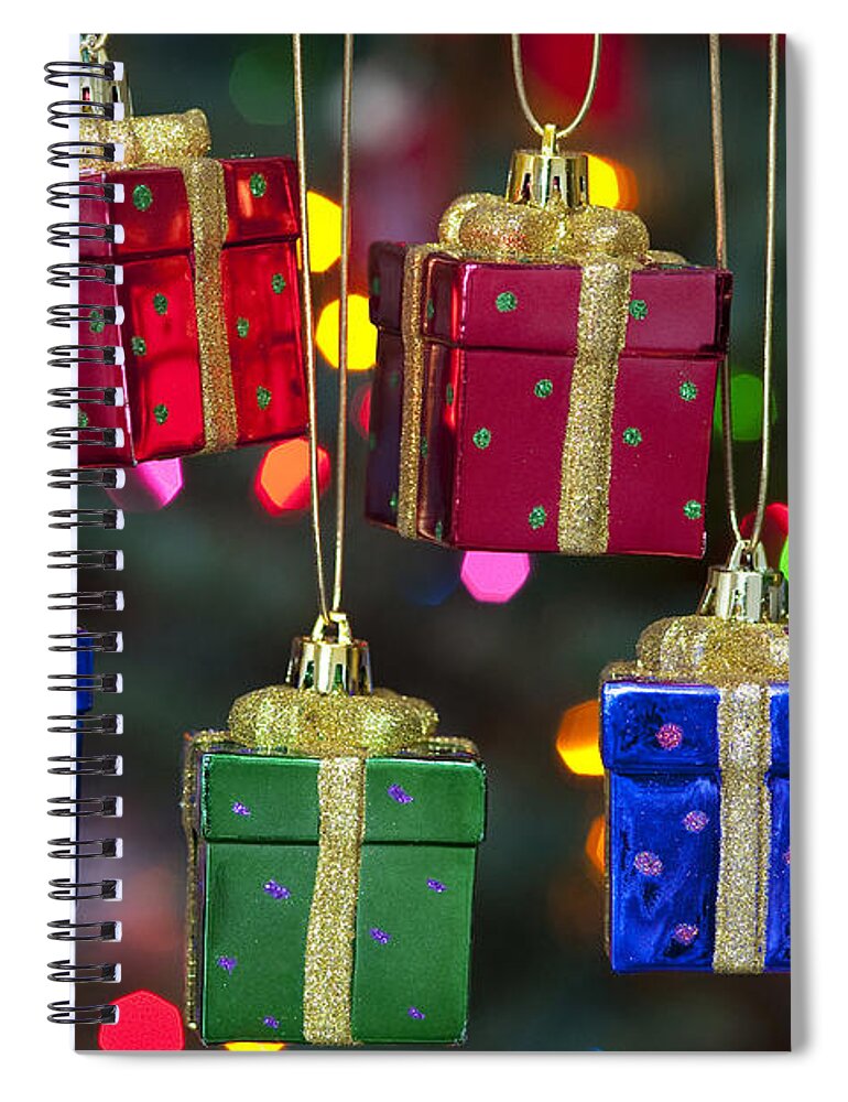 Christmas Spiral Notebook featuring the photograph Christmas Present Ornaments #3 by Jim Corwin
