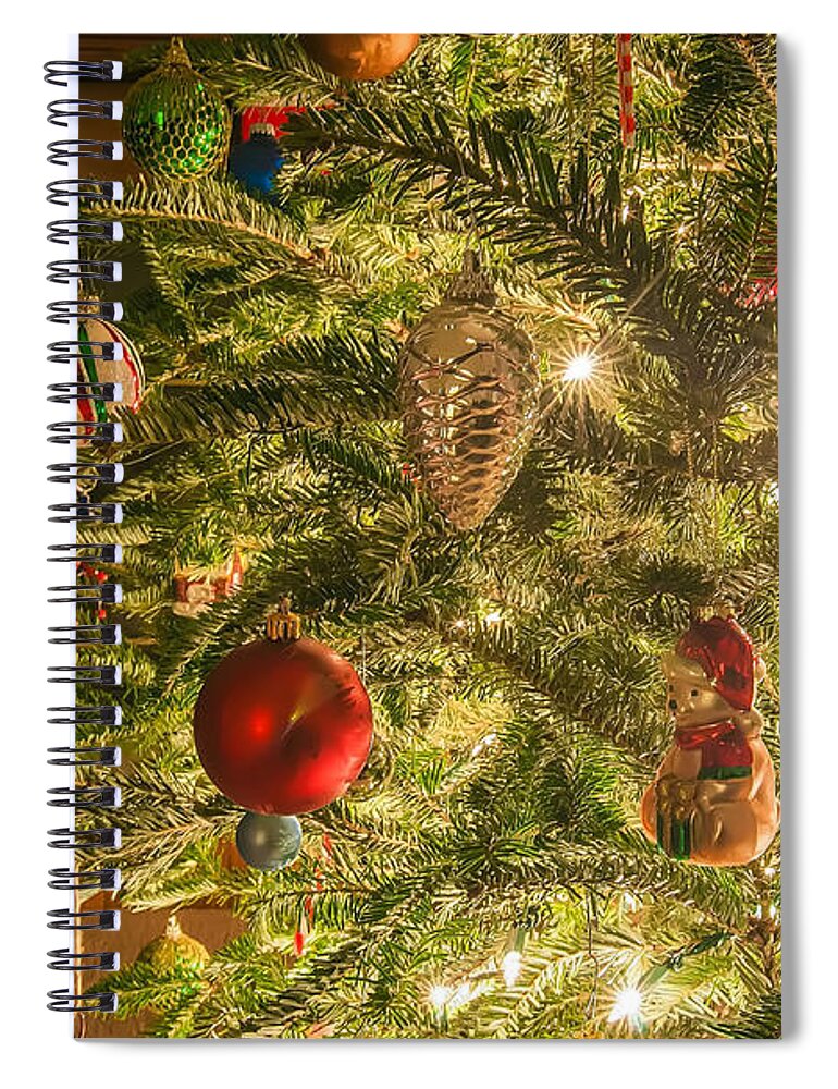 Artificial Spiral Notebook featuring the photograph Christmas Tree Ornaments #2 by Alex Grichenko