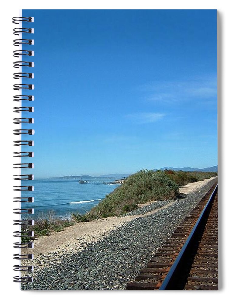 Abstract Spiral Notebook featuring the photograph Coastal Train Tracks #2 by Henrik Lehnerer