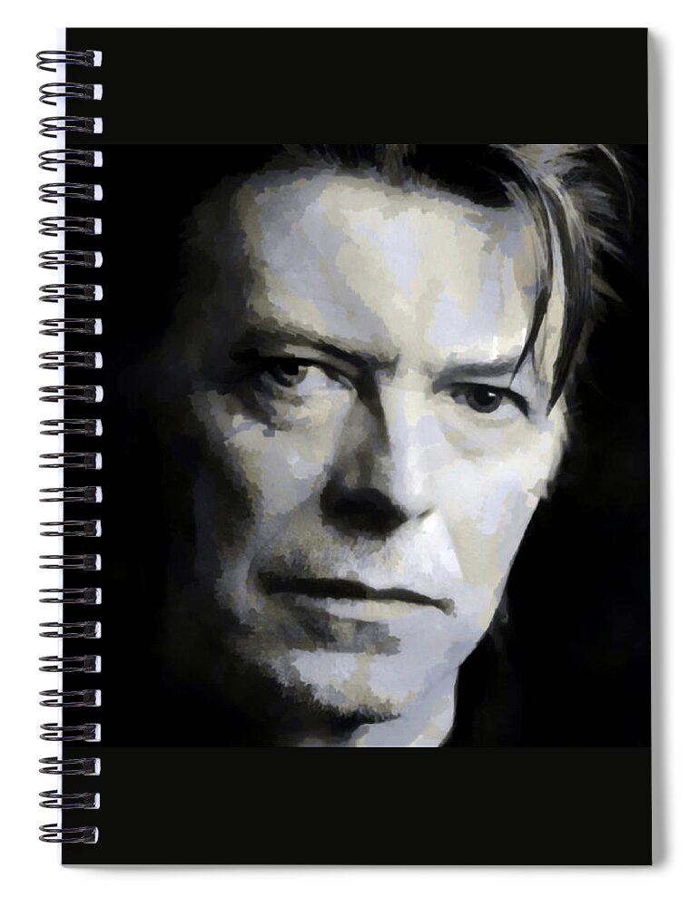 David Bowie Spiral Notebook featuring the painting David Bowie - Watercolor - Doc Braham - All Rights Reserved by Doc Braham
