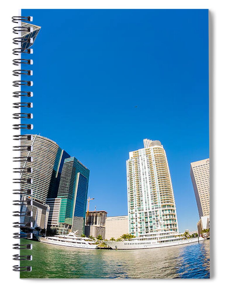 Architecture Spiral Notebook featuring the photograph Downtown Miami Fisheye by Raul Rodriguez