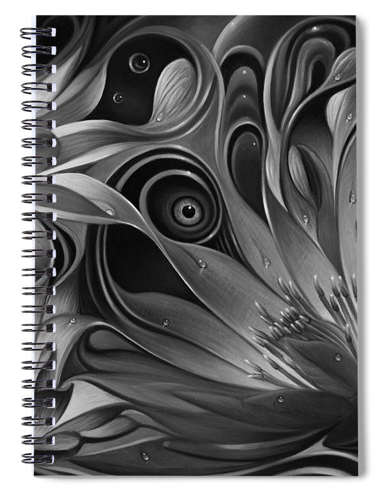 Lotus Spiral Notebook featuring the painting Dynamic Floral Fantasy by Ricardo Chavez-Mendez