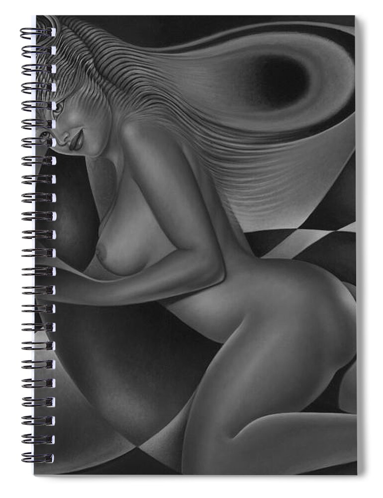 Nude-art Spiral Notebook featuring the painting Dynamic Queen 4 by Ricardo Chavez-Mendez