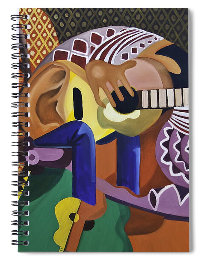 Guitar Spiral Notebook featuring the painting The Guitarist by James Lavott